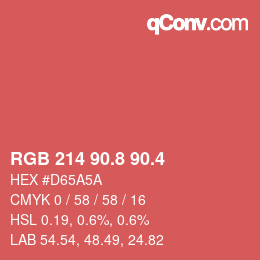 カラーコード: RGB 214 90.8 90.4 | qconv.com