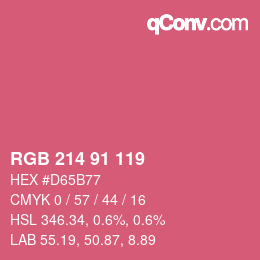 Color code: RGB 214 91 119 | qconv.com