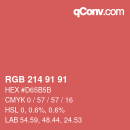 Color code: RGB 214 91 91 | qconv.com
