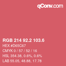 カラーコード: RGB 214 92.2 103.6 | qconv.com