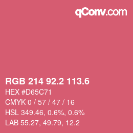 カラーコード: RGB 214 92.2 113.6 | qconv.com