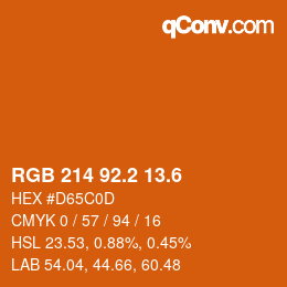 カラーコード: RGB 214 92.2 13.6 | qconv.com