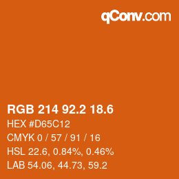 カラーコード: RGB 214 92.2 18.6 | qconv.com