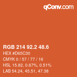 カラーコード: RGB 214 92.2 48.6 | qconv.com