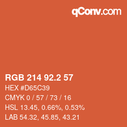 カラーコード: RGB 214 92.2 57 | qconv.com