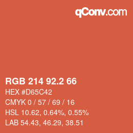 カラーコード: RGB 214 92.2 66 | qconv.com