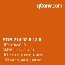 カラーコード: RGB 214 92.6 13.6 | qconv.com