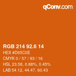 カラーコード: RGB 214 92.6 14 | qconv.com