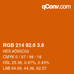 カラーコード: RGB 214 92.6 3.6 | qconv.com