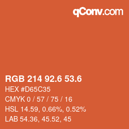 カラーコード: RGB 214 92.6 53.6 | qconv.com