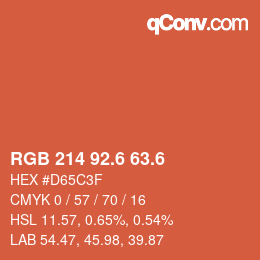 カラーコード: RGB 214 92.6 63.6 | qconv.com