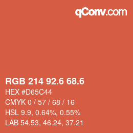 カラーコード: RGB 214 92.6 68.6 | qconv.com