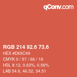 カラーコード: RGB 214 92.6 73.6 | qconv.com