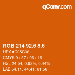カラーコード: RGB 214 92.6 8.6 | qconv.com