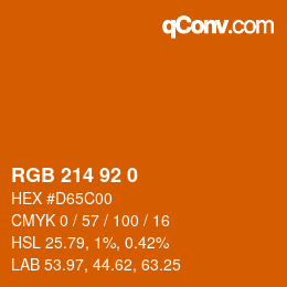 Color code: RGB 214 92 0 | qconv.com