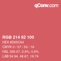 颜色代码: RGB 214 92 100 | qconv.com