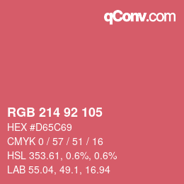 カラーコード: RGB 214 92 105 | qconv.com