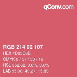 颜色代码: RGB 214 92 107 | qconv.com