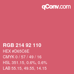 颜色代码: RGB 214 92 110 | qconv.com