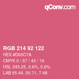颜色代码: RGB 214 92 122 | qconv.com
