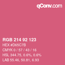 颜色代码: RGB 214 92 123 | qconv.com