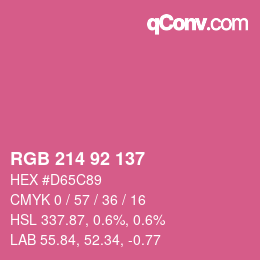 颜色代码: RGB 214 92 137 | qconv.com