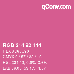 カラーコード: RGB 214 92 144 | qconv.com