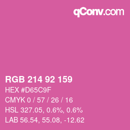 カラーコード: RGB 214 92 159 | qconv.com