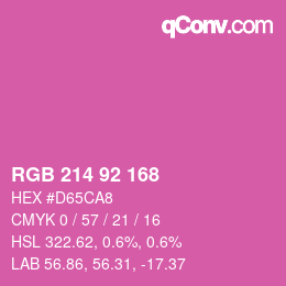 カラーコード: RGB 214 92 168 | qconv.com