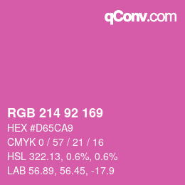 カラーコード: RGB 214 92 169 | qconv.com