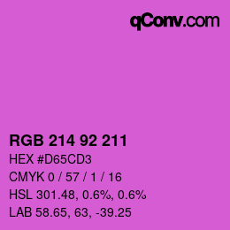 カラーコード: RGB 214 92 211 | qconv.com