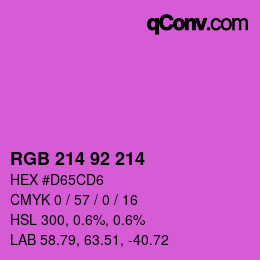 颜色代码: RGB 214 92 214 | qconv.com