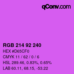 颜色代码: RGB 214 92 240 | qconv.com