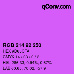 カラーコード: RGB 214 92 250 | qconv.com