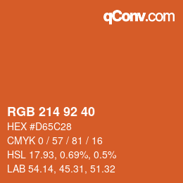 Color code: RGB 214 92 40 | qconv.com