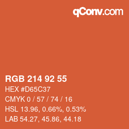 カラーコード: RGB 214 92 55 | qconv.com