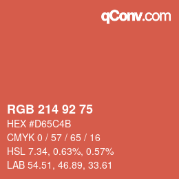 カラーコード: RGB 214 92 75 | qconv.com