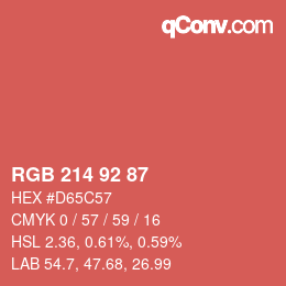 カラーコード: RGB 214 92 87 | qconv.com