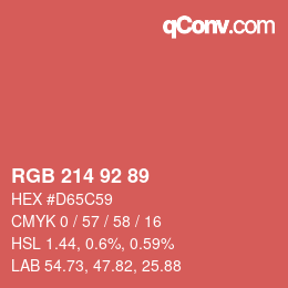 カラーコード: RGB 214 92 89 | qconv.com