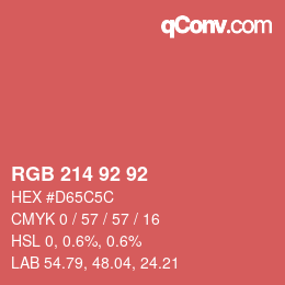 Farbcode: RGB 214 92 92 | qconv.com