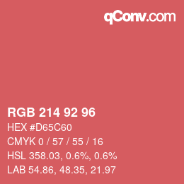 颜色代码: RGB 214 92 96 | qconv.com