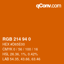 Color code: RGB 214 94 0 | qconv.com