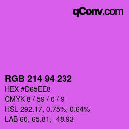 Color code: RGB 214 94 232 | qconv.com