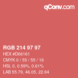 Color code: RGB 214 97 97 | qconv.com