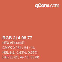 Farbcode: RGB 214 98 77 | qconv.com