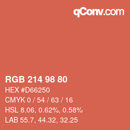 Color code: RGB 214 98 80 | qconv.com