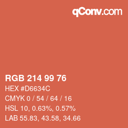 Farbcode: RGB 214 99 76 | qconv.com