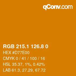 Color code: RGB 215.1 126.8 0 | qconv.com