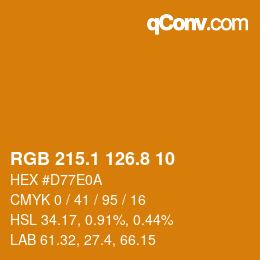 カラーコード: RGB 215.1 126.8 10 | qconv.com