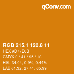 カラーコード: RGB 215.1 126.8 11 | qconv.com